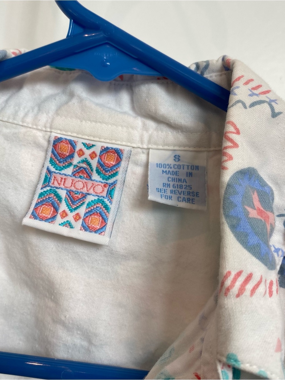 Southwest Button-Down Short Sleeve Shirt with Blue/ Green Print size S UFO core - Picture 6 of 10